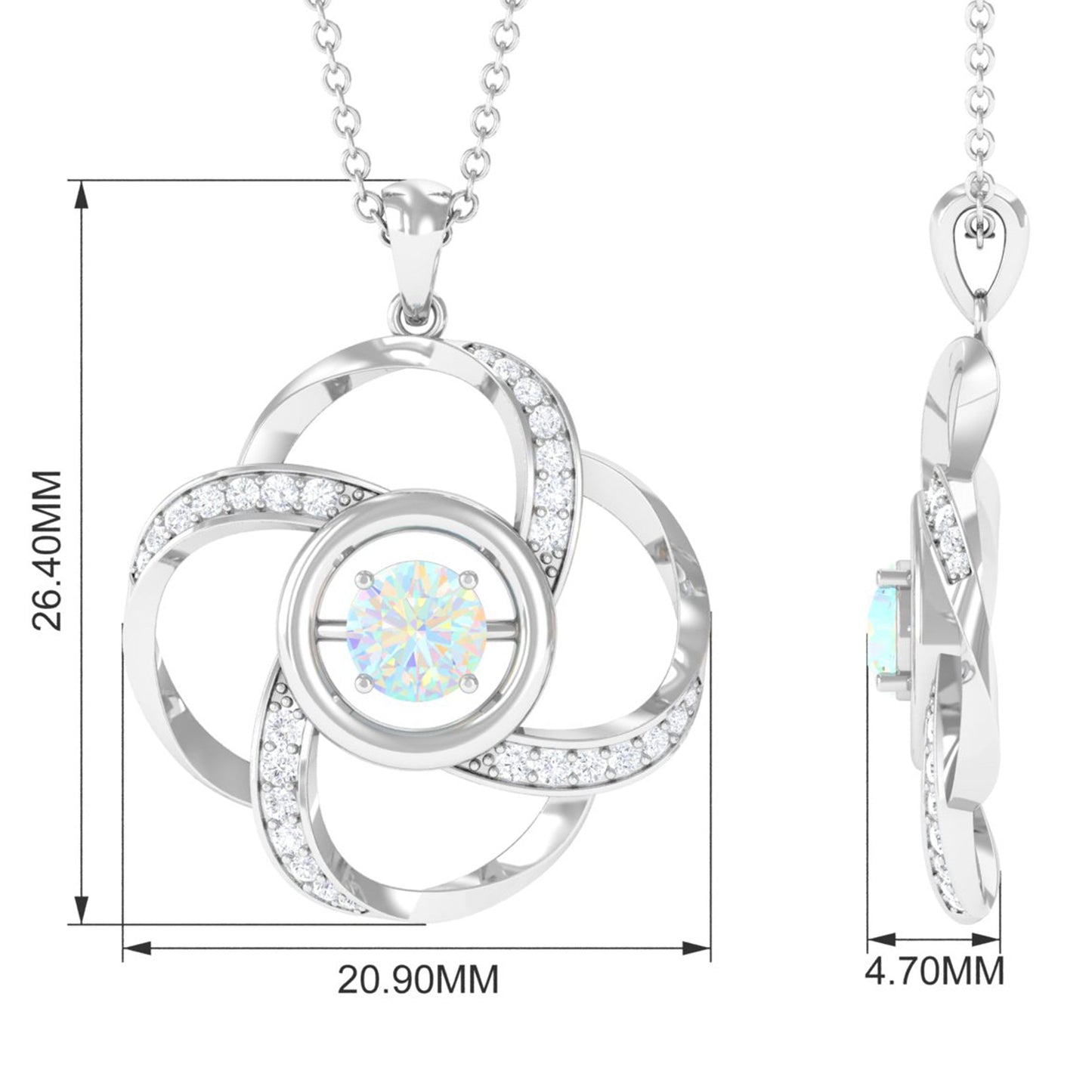 Natural Ethiopian Opal Floral Pendant Necklace with Diamond