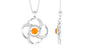 Round Fire Opal Flower Necklace with and Diamond