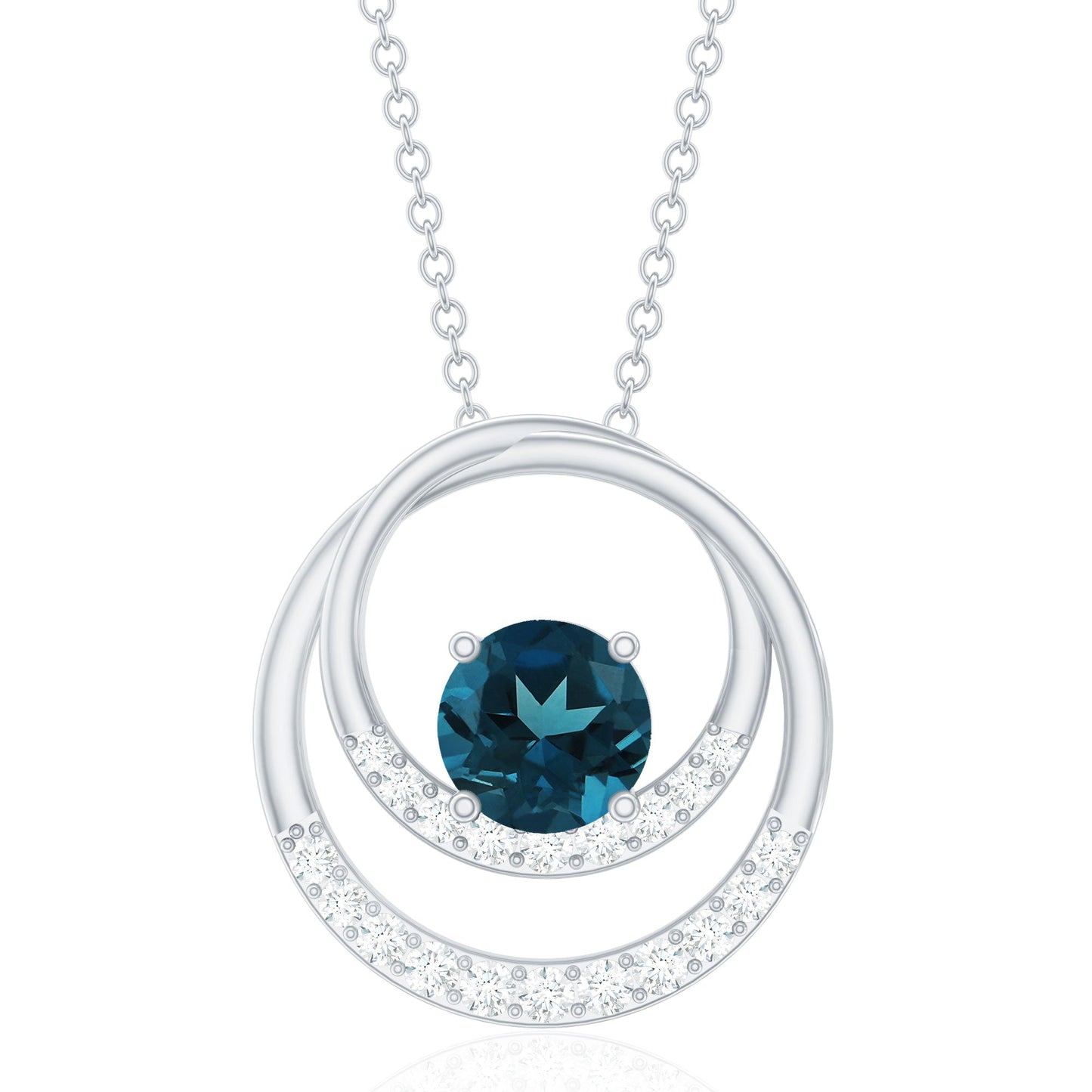 Real London Blue Topaz and Diamond Promise Necklace