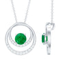 Natural Half Carat Emerald Double Circle Necklace with Diamond