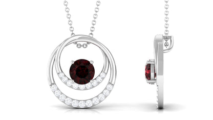 Garnet and Diamond Promise Eternity Pendant Necklace