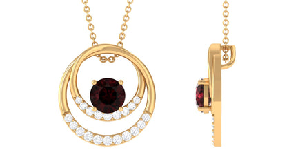 Garnet and Diamond Promise Eternity Pendant Necklace