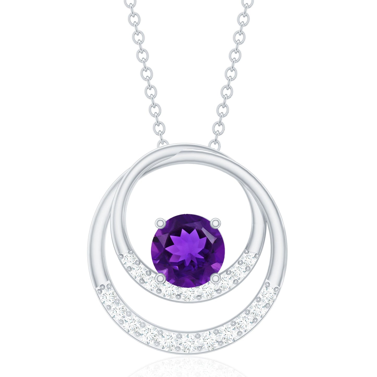 Natural 1.2 Carat Amethyst Eternity Necklace with Diamond