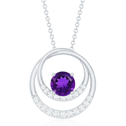 Natural 1.2 Carat Amethyst Eternity Necklace with Diamond