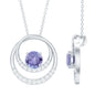 Real Tanzanite and Diamond Open Circle Pendant