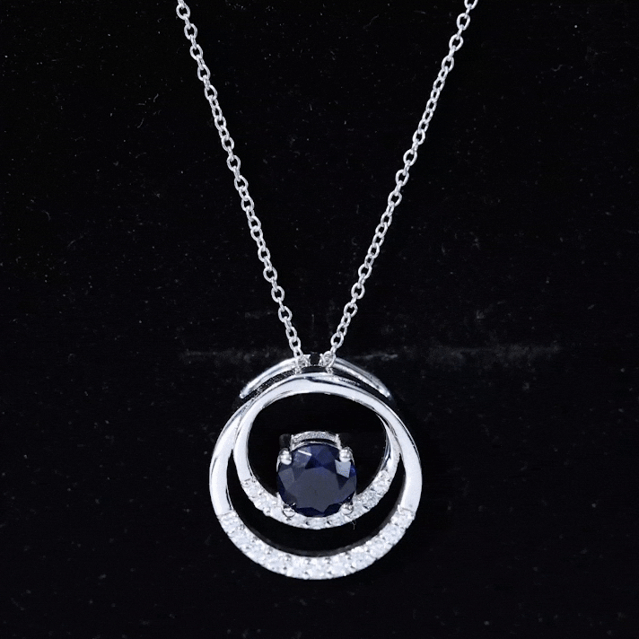 Lab Grown Blue Sapphire and Moissanite Promise Necklace