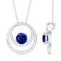 Lab Grown Blue Sapphire and Moissanite Promise Necklace