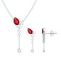 Lab Grown Ruby Bridal Necklace and Earrings Set