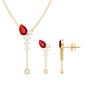 Lab Grown Ruby Bridal Necklace and Earrings Set