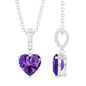 Natural 0.9 Carat Amethyst Solitaire Heart Pendant with Diamond