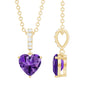 Natural 0.9 Carat Amethyst Solitaire Heart Pendant with Diamond