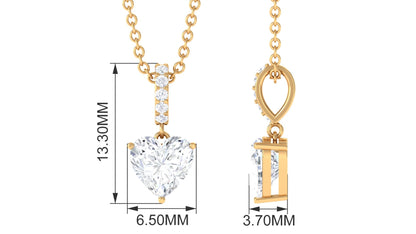 Certified 1.5 Carat Heart Shaped Moissanite Solitaire Necklace