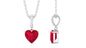 Heart Shape Created Ruby Solitaire Pendant with Diamond