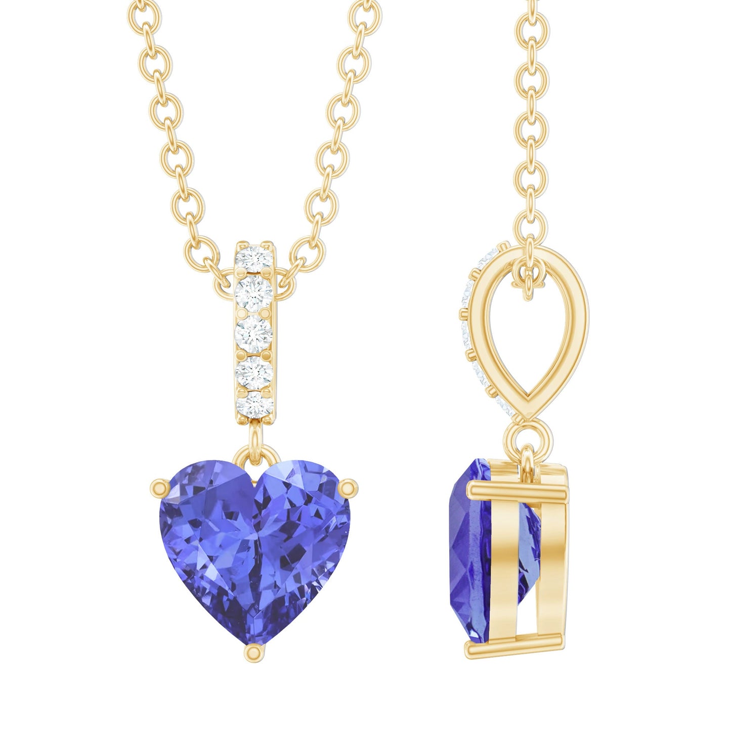 0.9 Carat Solitaire Tanzanite Heart Necklace with Diamond Bail