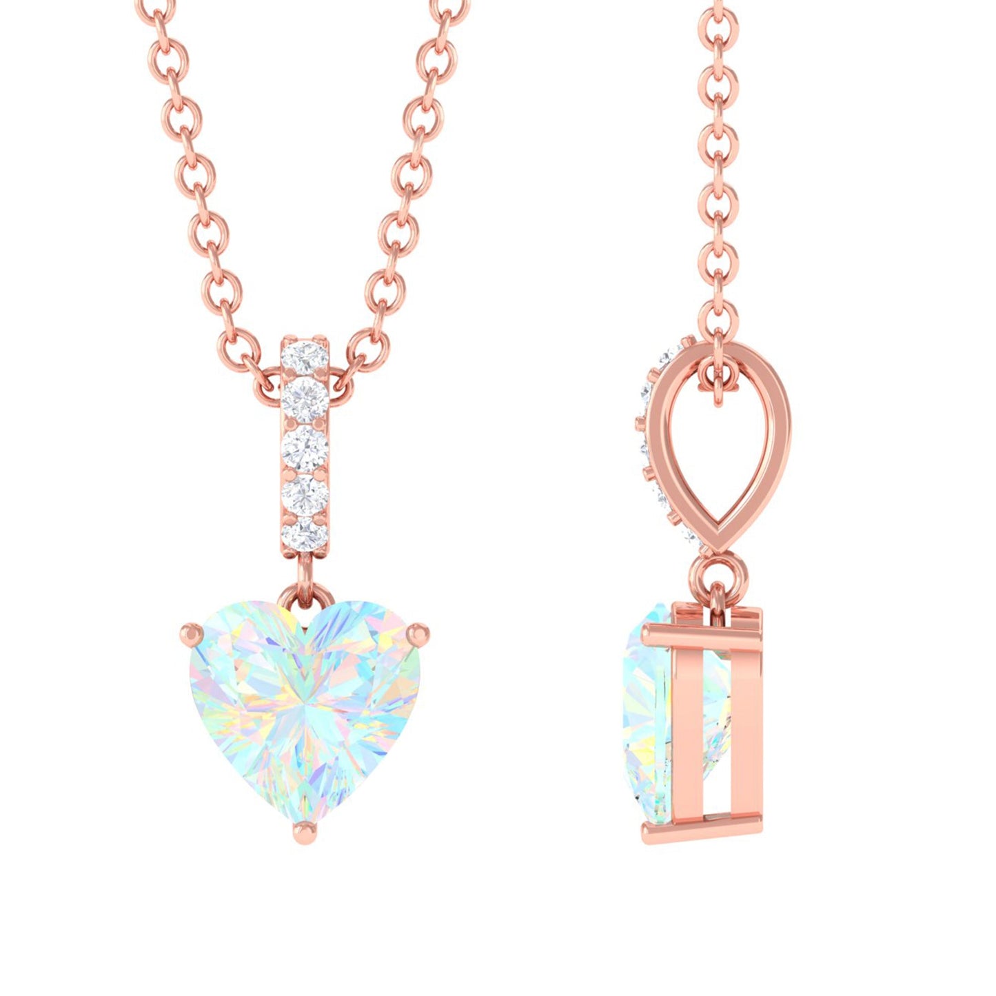0.75 Carat Solitaire Ethiopian Opal Heart Locket Necklace