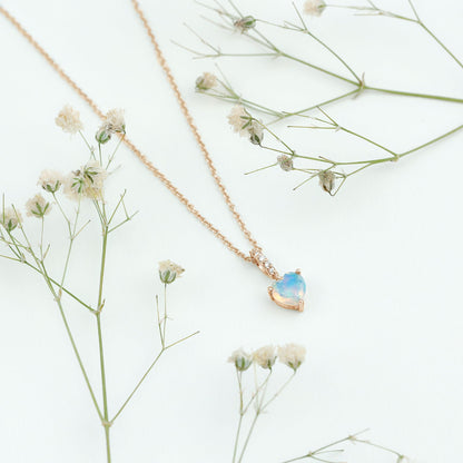0.75 Carat Solitaire Ethiopian Opal Heart Locket Necklace