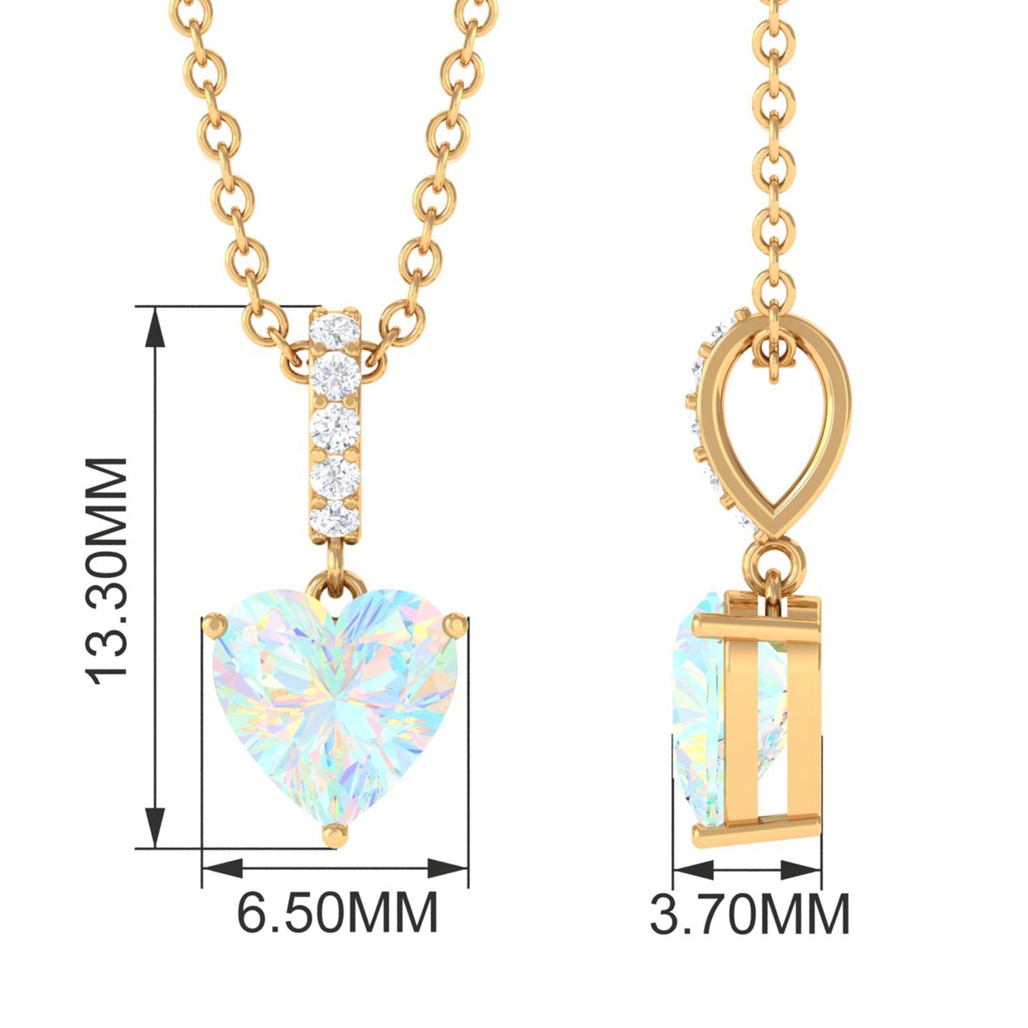 0.75 Carat Solitaire Ethiopian Opal Heart Locket Necklace