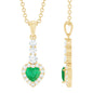 Natural Emerald Drop Heart Pendant Necklace with Diamond