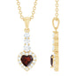 Garnet Heart Drop Pendant with Diamond Halo