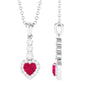Natural Heart Shape Ruby and Diamond Drop Pendant Necklace