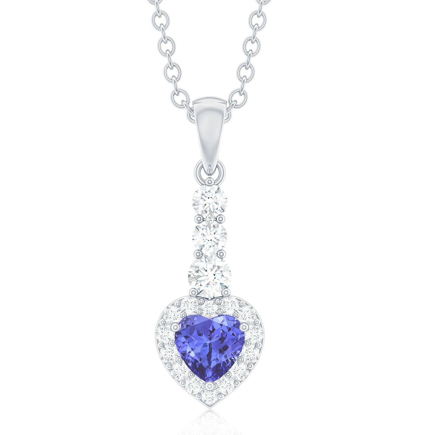 0.9 Carat Heart Shape Tanzanite Drop Pendant with Diamond