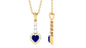 Heart Shape Created Blue Sapphire Drop Pendant Necklace with Diamond