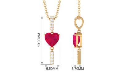 Heart Shape Ruby and Diamond Bar Dangle Pendant