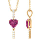 Pink Tourmaline Heart Pendant Necklace with Diamond