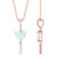 Heart Shape Ethiopian Opal Drop Pendant Necklace with Diamond