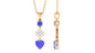 Heart and Round Shape Tanzanite and Diamond Dangle Pendant