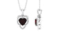 Heart Shape Garnet Pendant Necklace with Diamond