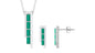 Baguette Cut Emerald Designer Bar Jewelry Set with Diamond