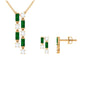 Created Emerald and Diamond Dangle Jewelry Set