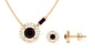 Natural Garnet and Diamond Halo Jewelry Set