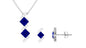 Princess Cut Created Blue Sapphire Modern Jewelry Set with Diamond
