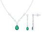 Lab Created Emerald and Moissanite Bridal Necklace Earrings Set