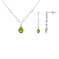 Pear Shaped Peridot and Moissanite Bridal Necklace Earrings Set