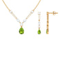 Pear Shaped Peridot and Moissanite Bridal Necklace Earrings Set