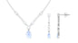 Pear Shape Moonstone and Moissanite Drop Necklace and Earrings