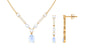Pear Shape Moonstone and Moissanite Drop Necklace and Earrings