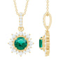 0.8 Carat Round Lab Created Emerald Halo Pendant with Diamonds