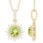 2 Carat Round Cut Peridot Halo Necklace with Diamond Bail