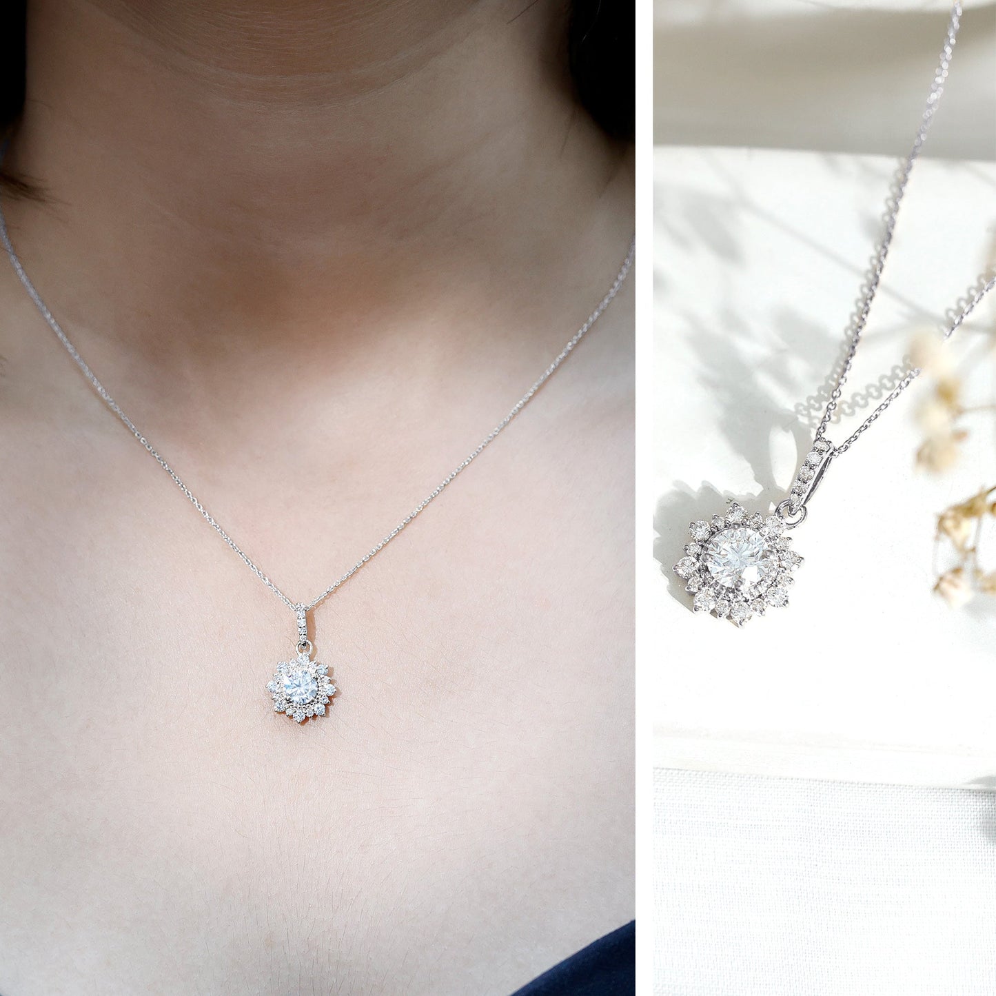 1 Carat Moissanite Vintage Inspired Necklace for Wedding