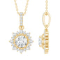 Round Moissanite Halo Necklace with Beaded Detailing