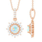 Natural 0.8 Ethiopian Opal Flower Necklace with Diamond Halo