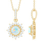 Natural 0.8 Ethiopian Opal Flower Necklace with Diamond Halo