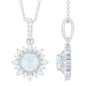 0.3 Carat Round Moonstone Halo Pendant with Diamond Bail