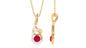 Designer Round Ruby and Diamond Twisted Drop Pendant