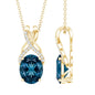 2.5 Carat Oval London Blue Topaz Solitaire Necklace with Diamond Twisted Bail