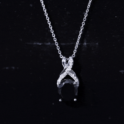 4 Carat Oval Lab Created Black Diamond Infinity Necklace With Chain